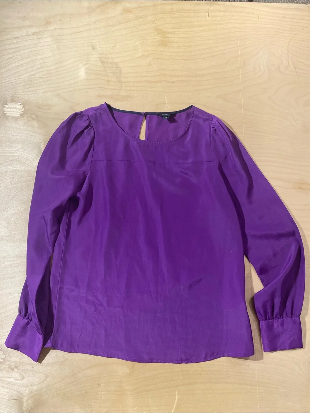 J. Crew Violet Purple Long-Sleeve Puff Shoulder Blouse Small (SF)